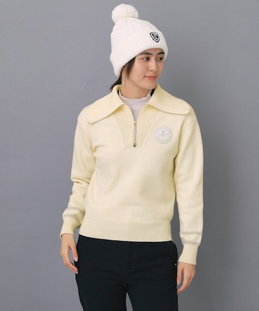 【ADABAT NAVY】ハーフジップワイドカラーニット