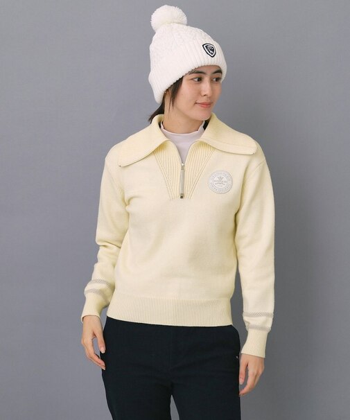 【ADABAT NAVY】ハーフジップワイドカラーニット