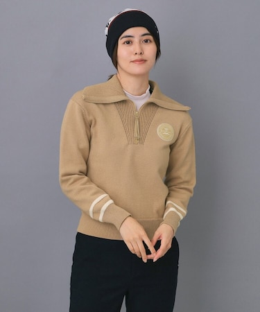 【ADABAT NAVY】ハーフジップワイドカラーニット