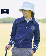 【ADABAT NAVY】ハーフジップワイドカラーニット