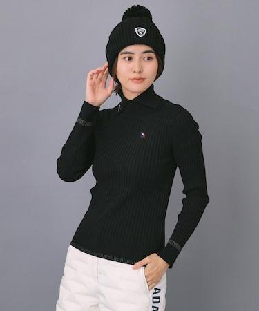 【ADABAT NAVY】ワイドリブスプリットカラーニット