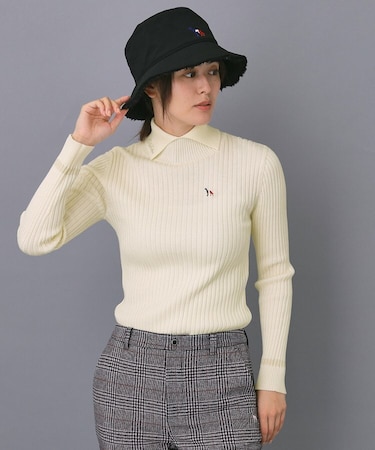 【ADABAT NAVY】ワイドリブスプリットカラーニット