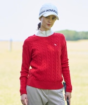 ケーブル柄クルーネックニット