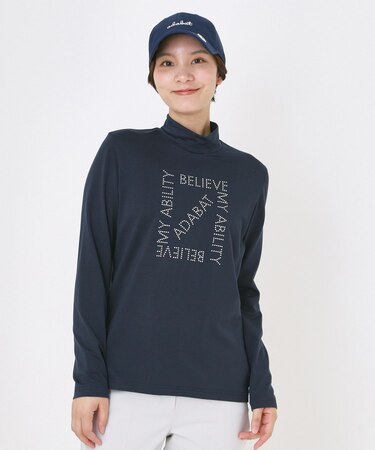 ドットロゴプリントモックネックプルオーバー