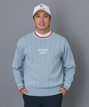 【ADABAT NAVY】ケーブルストライプクルーニット