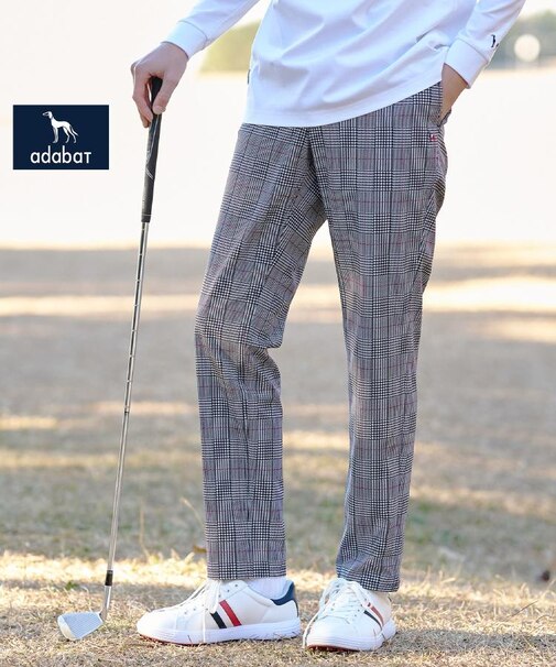 【ADABAT NAVY】フルダルチェックテーパードパンツ
