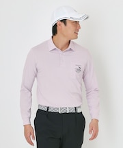 吸水速乾シャンブレーストライプ長袖ポロシャツ