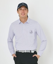 吸水速乾シャンブレーストライプ長袖ポロシャツ