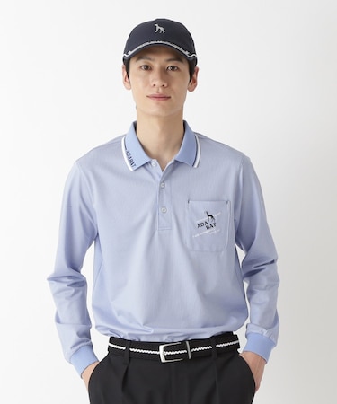 ファインストライプ長袖ポロシャツ