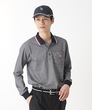 ファインストライプ長袖ポロシャツ