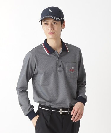 ファインストライプ長袖ポロシャツ