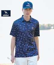【ADABAT NAVY】カノコサマーロゴプリント半袖ポロシャツ