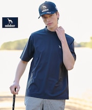 【ADABAT NAVY】ナイロン混ストレッチ半袖モックT