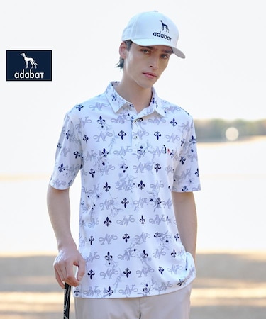 【ADABAT NAVY】シャダンロゴモノグラム半袖ポロシャツ
