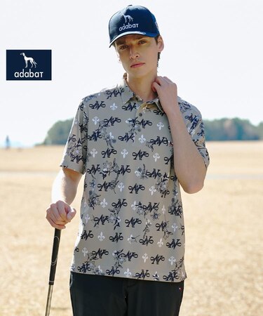 【ADABAT NAVY】シャダンロゴモノグラム半袖ポロシャツ