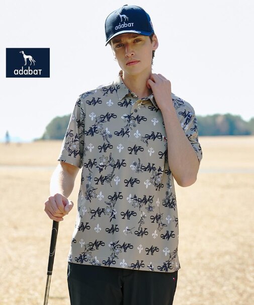 【ADABAT NAVY】シャダンロゴモノグラム半袖ポロシャツ