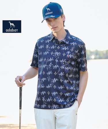 【ADABAT NAVY】シャダンロゴモノグラム半袖ポロシャツ