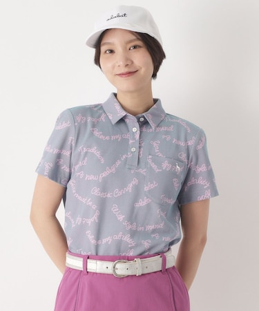 シャンブレープリント半袖ポロシャツ