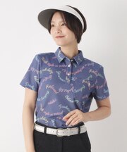 シャンブレープリント半袖ポロシャツ