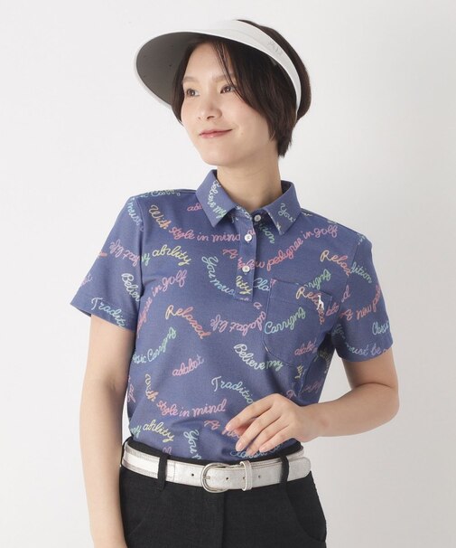 シャンブレープリント半袖ポロシャツ