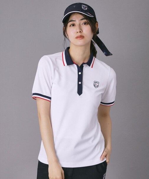 【ADABAT NAVY】吸水速乾/ＵＶカット　カノコクレリック半袖ポロシャツ