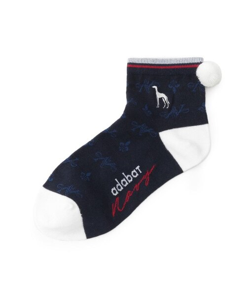 【ADABAT NAVY】ポンポンショートソックス