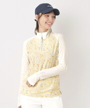 ラインフラワープリントハーフジッププルオーバー