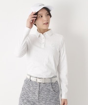 3Dジャカード長袖ポロシャツ