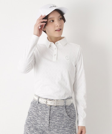 3Dジャカード長袖ポロシャツ