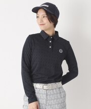 3Dジャカード長袖ポロシャツ