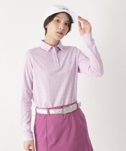 3Dジャカード長袖ポロシャツ