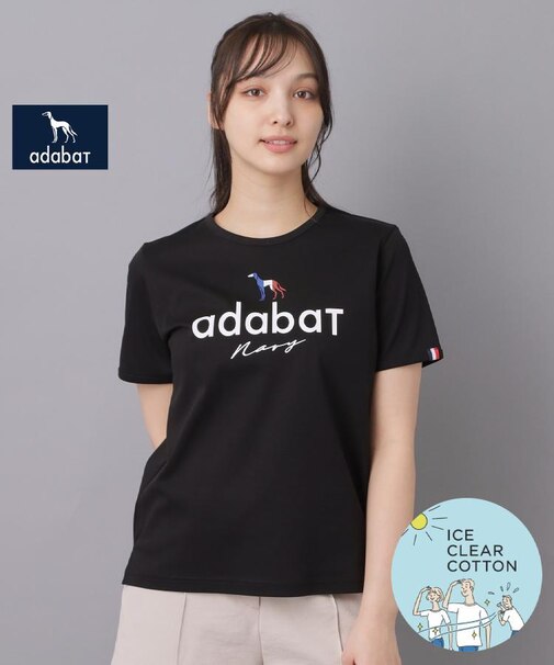 【ADABAT NAVY】接触冷感/抗菌防臭/消臭　アイスクリアコットンロゴT
