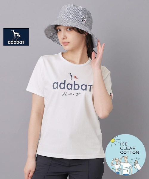 ADABAT NAVY】接触冷感/抗菌防臭/消臭 アイスクリアコットンロゴT