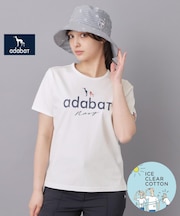 【ADABAT NAVY】接触冷感/抗菌防臭/消臭　アイスクリアコットンロゴT