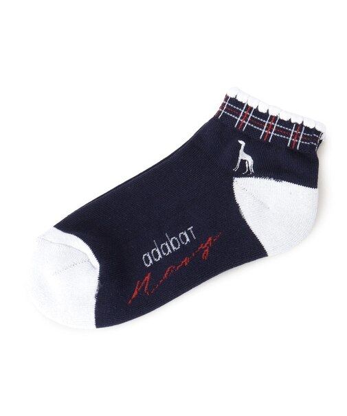 【ADABAT NAVY】格子柄ショートソックス