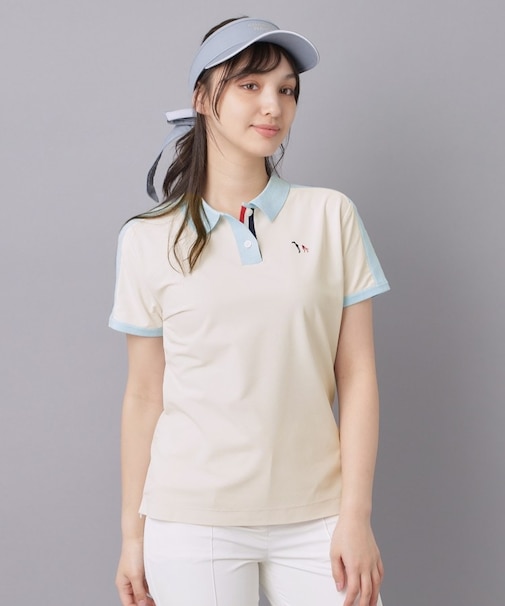 【ADABAT NAVY】ニット切替ポロシャツ