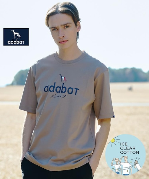 【ADABAT NAVY】接触冷感/抗菌防臭/消臭 アイスクリアコットン半袖ロゴT