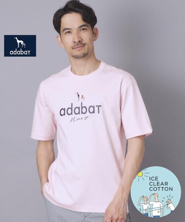 【ADABAT NAVY】接触冷感/抗菌防臭/消臭 アイスクリアコットン半袖ロゴT