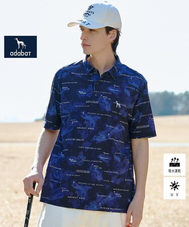 【ADABAT NAVY】エアロフォトリンクスプリント半袖ポロシャツ