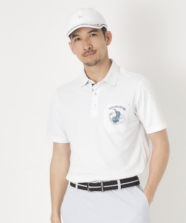 吸水速乾/UVカット/遮熱/エコ　シャダン衿裏布帛半袖ポロシャツ