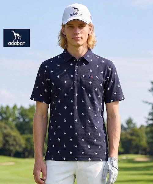 ADABAT NAVY】モノグラムサッカー半袖ポロシャツ｜アダバットの通販