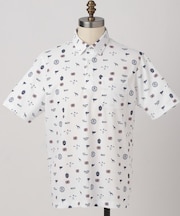 【ADABAT NAVY】シャダンモノグラムプリント半袖ポロシャツ