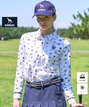 【ADABAT NAVY】フィルサーモ モノグラム長袖ポロシャツ