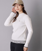 【ADABAT NAVY】ワイドリブニットモックネックプルオーバー