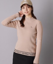 【ADABAT NAVY】ワイドリブニットモックネックプルオーバー