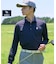 【ADABAT NAVY】トゥースチェックジャカード長袖ポロシャツ