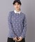 【ADABAT NAVY】モノグラムサッカー長袖ポロシャツ