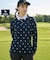 【ADABAT NAVY】モノグラムサッカー長袖ポロシャツ