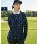 【ADABAT NAVY】モノグラムサッカー長袖ポロシャツ