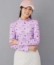 両面起毛レタードプリントモックネックT